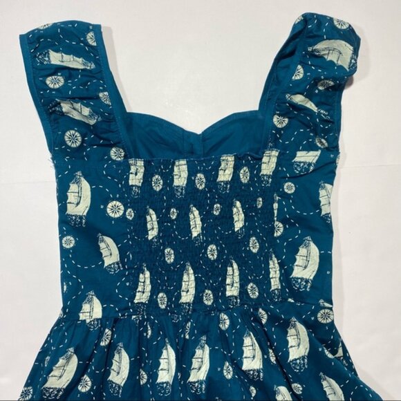 Sourpuss Cotton Rockabilly Vintage Inspired Pirates & Compasses Swing Dress S - Picture 3 of 6